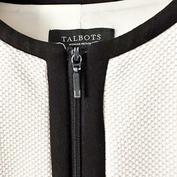 Talbots Women’s 18wp Cream Knit Black Trim Zip Jacket Blazer Size 18wp - Picture 4 of 12